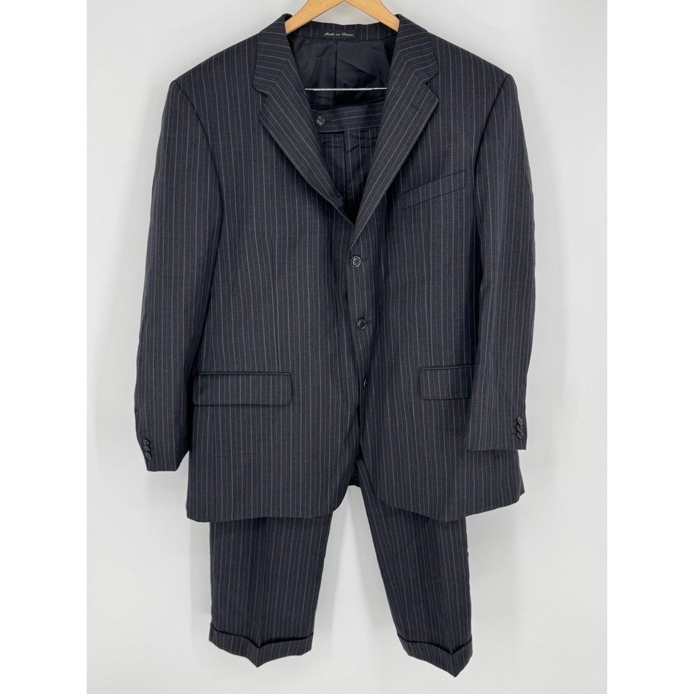 Adolfo 2pc Suit Super 120's 100% Wool Sport Coat Blazer Made in Italy 40R 34W